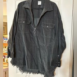 Black Corduroy Pullover Half-zip